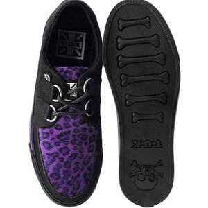 NWT • T.U.K. • Black & Purple Leopard D-Ring Sneaker •